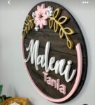 Personalised Floral Wooden Name Sign