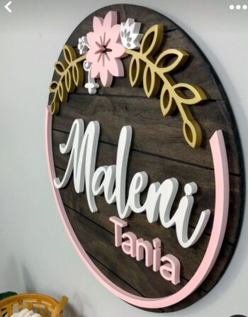 Personalised Floral Wooden Name Sign
