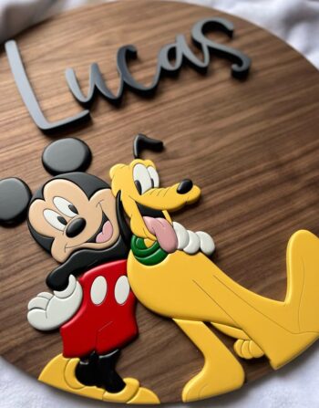 3D Mickey & Pluto Nursery Name Plaque