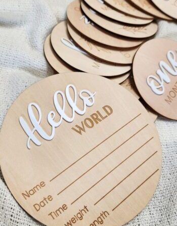 Wooden Birth Announcement & Milestone Disc Set