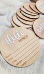 Wooden Birth Announcement & Milestone Disc Set