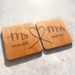 Personalised Mr & Mrs Wooden Coaster Set
