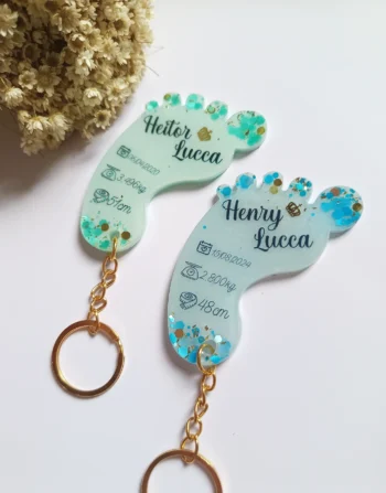 Personalised Epoxy Baby Footprint Keychain