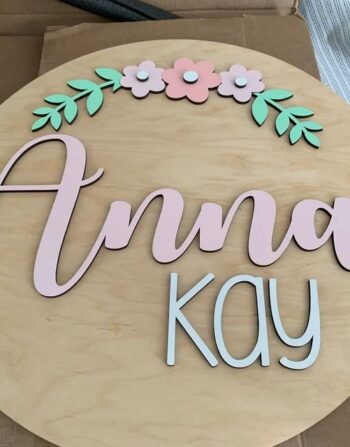 Floral Personalized Wooden Name Sign