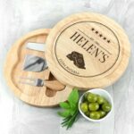 Personalised Round Cheese Board & Knife Set