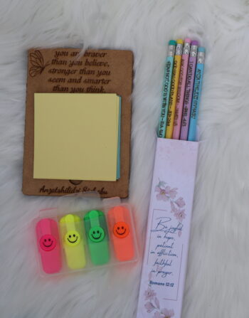 Personalised Note Holder & Engraved Pencils Set